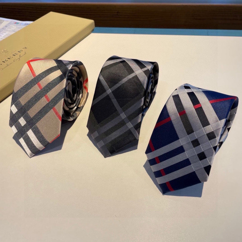 Burberry Style Men's Classic Check Silk Tie