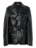 Black Comme Des Garçons stitched-detail leather blazer