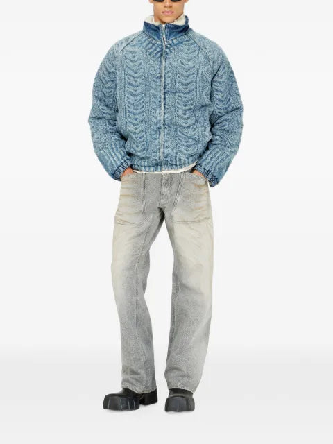 Diesel jacket in cable-knit-effect denim