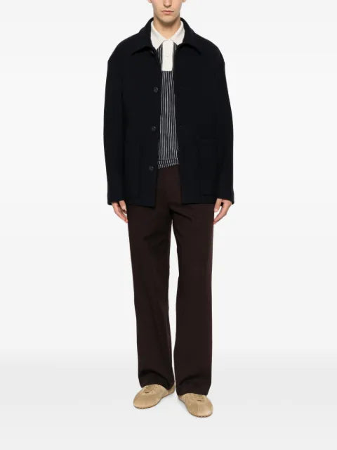 SANDRO button-fastening wing-collar jacket