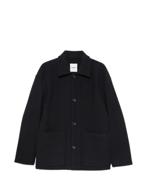 SANDRO button-fastening wing-collar jacket