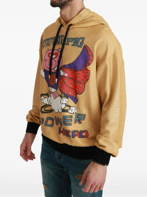 Dolce & Gabbana glitter-finish graphic-print hoodie
