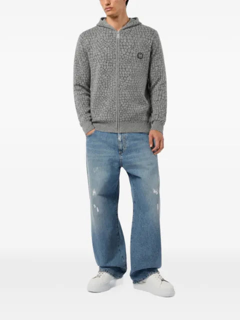 Philipp Plein wool cashmere zip hoodie Cocco