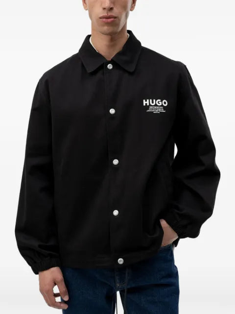 HUGO logo-print button-up jacket