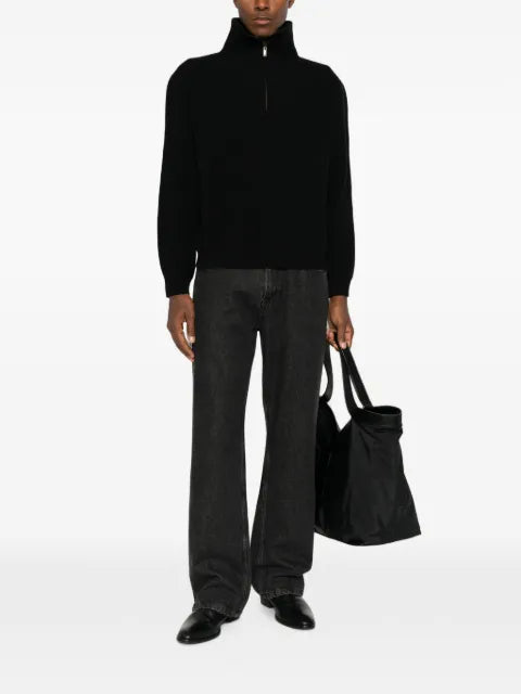 Saint Laurent half-zip sweater in rib-knit wool