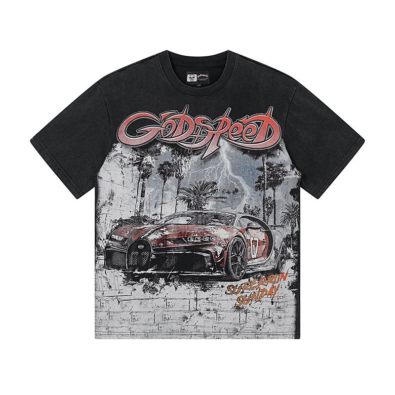 Godspeed Super Run Sunday Car Graphic Short-Sleeve T-Shirt