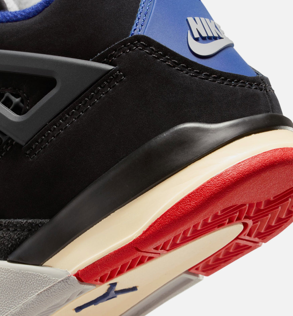 Air Jordan 4 Retro 'Rare Air' Preschool - Black/Fire Red/Deep Royal Blue