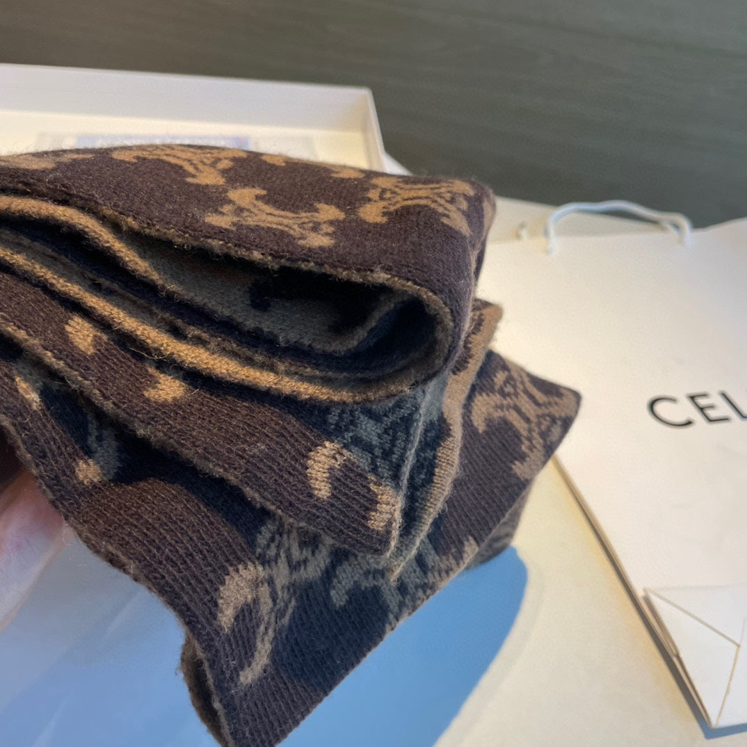 Celine Style Triomphe Monogram Knit Scarf