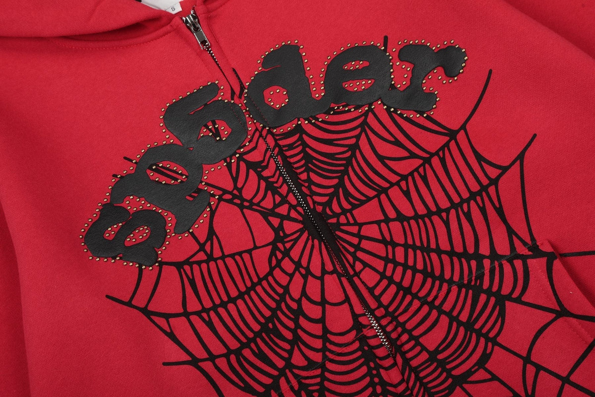 Sp5der Spiderweb Graphic Zip Hoodie & Sweatpants Matching Set