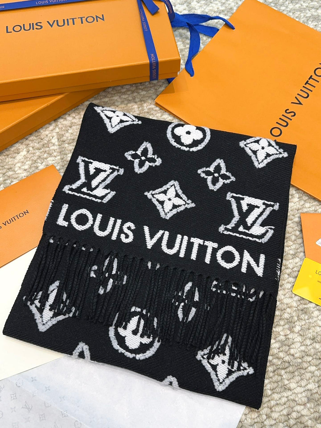 Louis Vuitton Style Monogram Knit Scarf