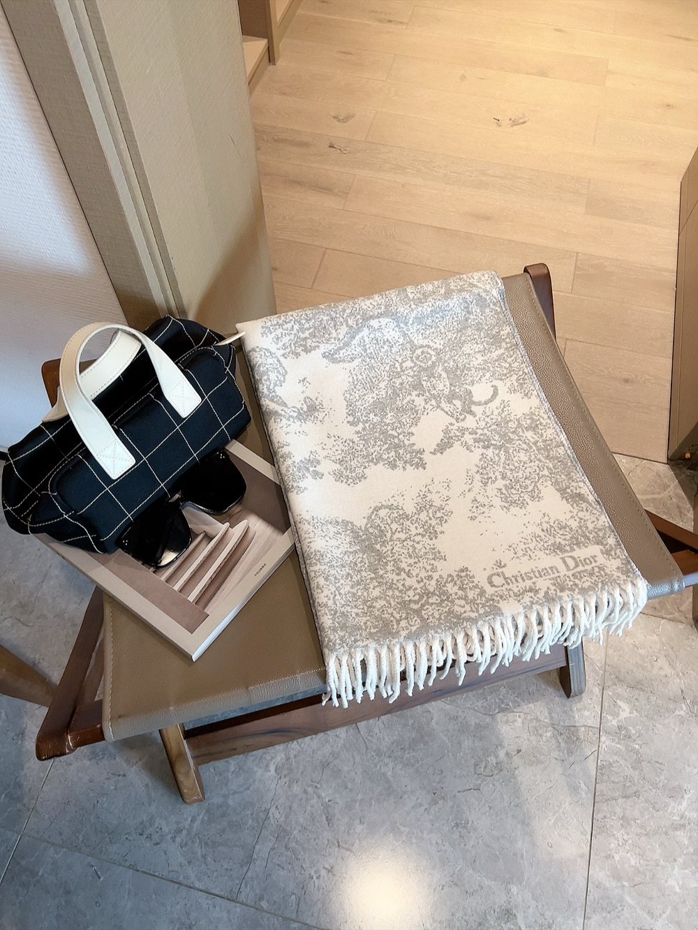 Dior Animal Print Fringed Scarf