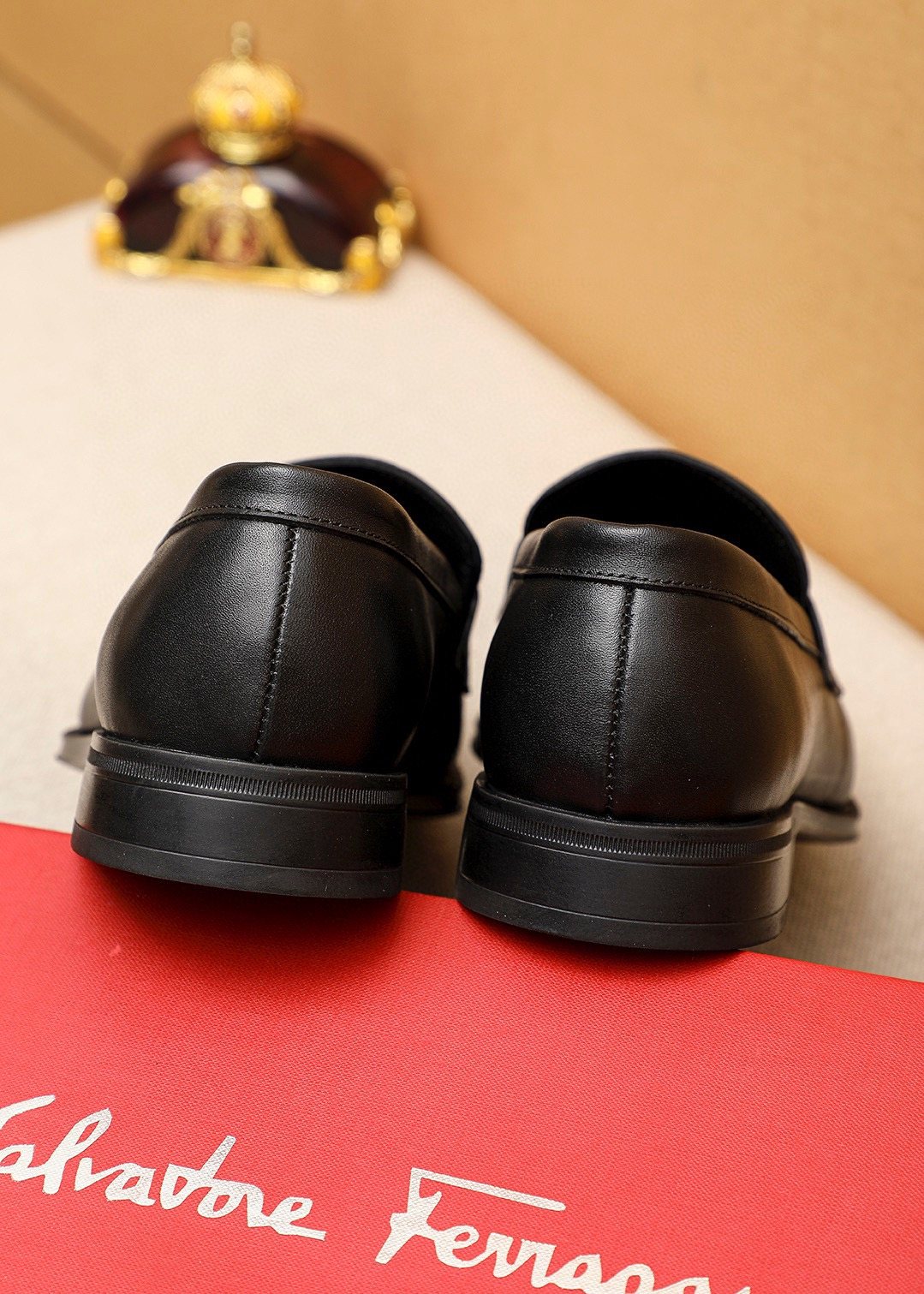 Ferragamo Black Metal Accent Loafers