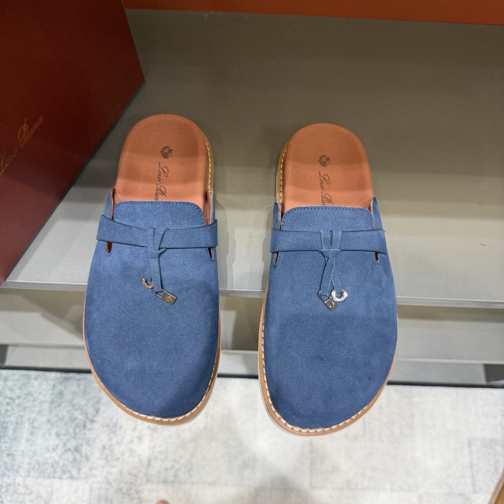 Loro Piana Navy Blue Slip-On Mule Loafers
