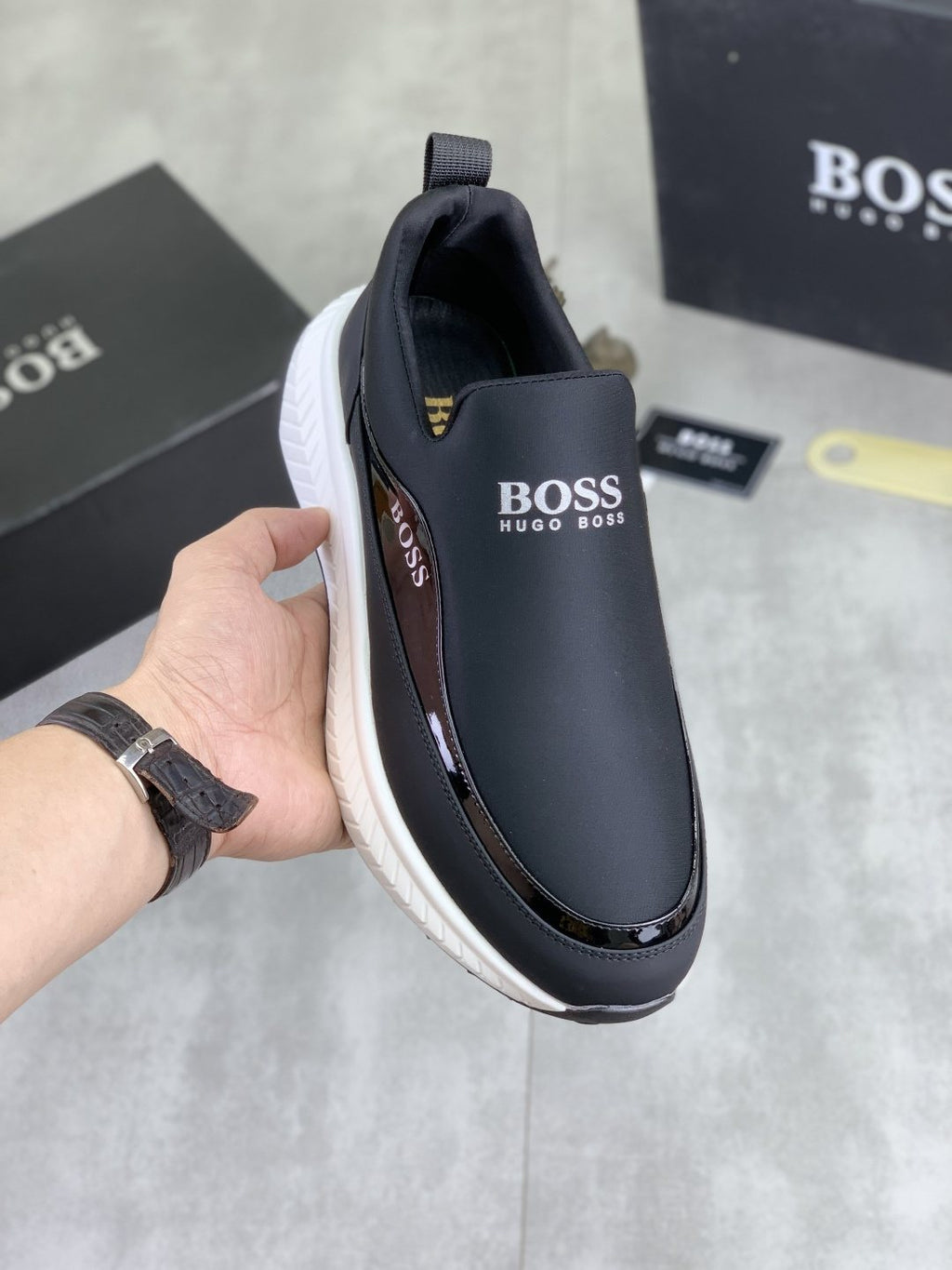 BOSS Low-Top Slip-On Sneakers