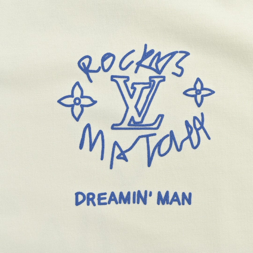 Louis Vuitton 25FW Dreamin' Man Graffiti Slogan Print Long Sleeve T-Shirt White