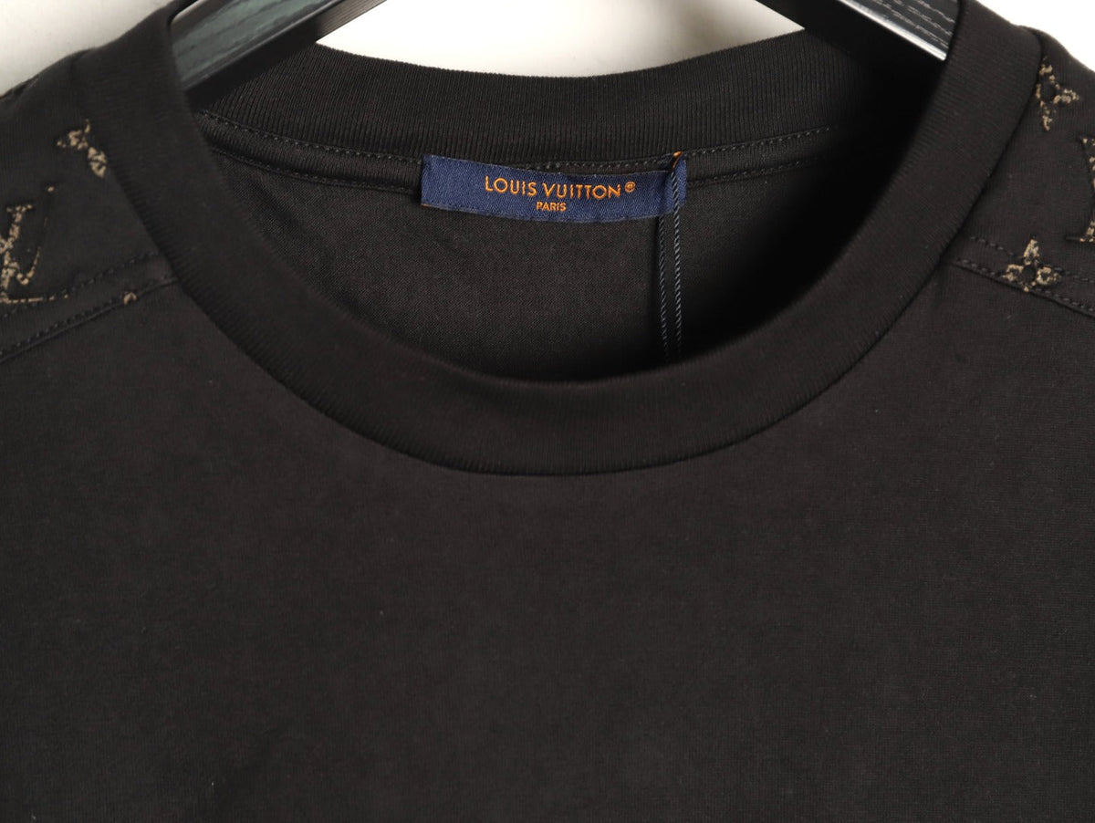 Louis Vuitton Black LV Embossed-Detail Short-Sleeve T-Shirt