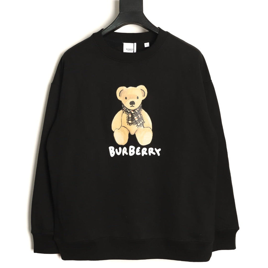Burberry Teddy Bear Lettering Crewneck Sweatshirt - Black