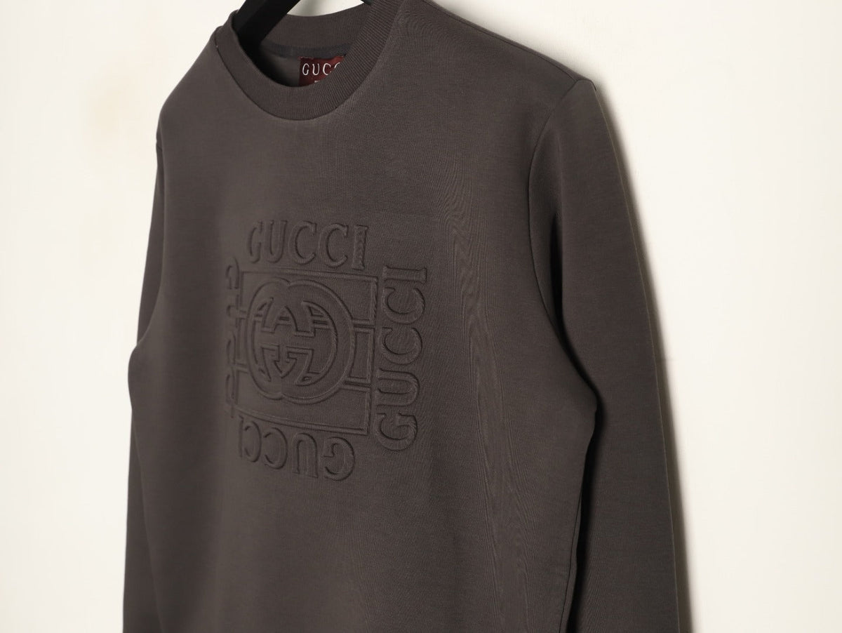 Gucci Interlocking G and Lettering Crewneck Sweatshirt - Dark Charcoal